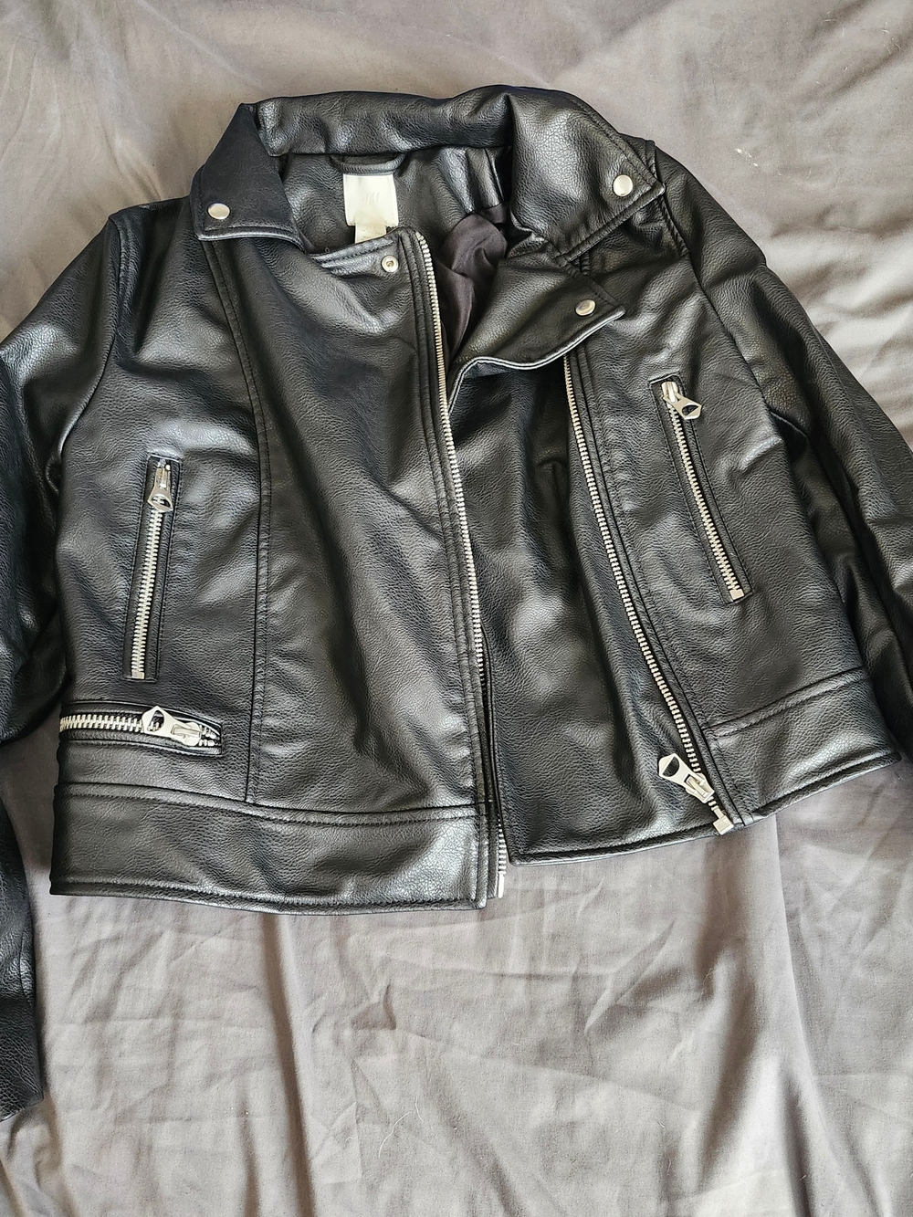 Womens sz S H&M Black Faux Leather Biker Jacket